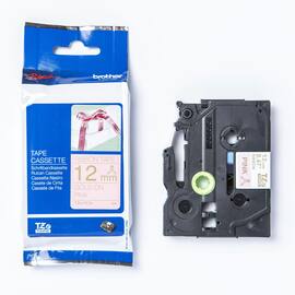Brother Tape TZERE34 12mm guld på rosa produktfoto