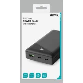 Powerbank DELTACO 20000 mAh sort produktbilde