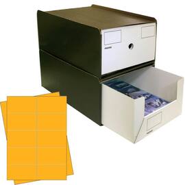 Pressel Stapel-Box 331 A4 hoch, grau-braun/weiß mit gelben Etiketten (vorher Art.Nr. 338105) Artikelbild
