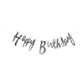 Banner Happy Birthday sølv produktbilde