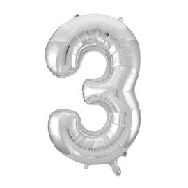 Ballong folie 86cm tall 3 sølv produktbilde