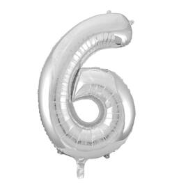 Ballong folie 86cm tall 6 sølv produktbilde