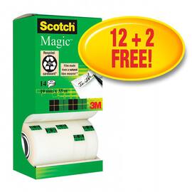 Scotch® Klebeband Magic™ Tower Pac, Klebefilm, selbstklebend, permanent, 19mmx33m, transparent, Spar-Pack 12+2 Gratis Artikelbild