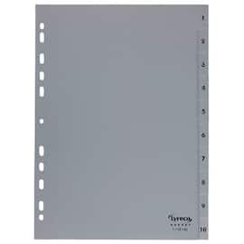 Lyreco BUDGET Ordnerregister A4, 1-10, Register, 11fach Lochung, PP, grau, 10 Blatt pro Packung, 1 Packung Artikelbild