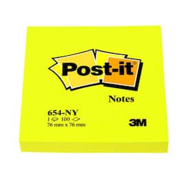 Notatblokk POST-IT 76x76 654 neongul produktbilde