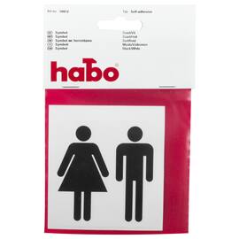Skilt HABO WC Herre/Dame 8x8cm vinyl produktbilde