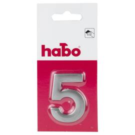 Skilt HABO nummer 5 rustfritt stål 5cm produktbilde