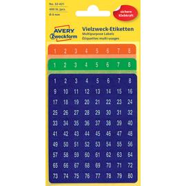 Etikett AVERY tall 8mm 3x1-160 ass farge produktbilde