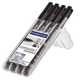 STAEDTLER Lumocolor OHP-Stifte Lumocolor 319 permanent, verschiedene Spitzenstärken, schwarz, 4 Stifte pro Packung Artikelbild