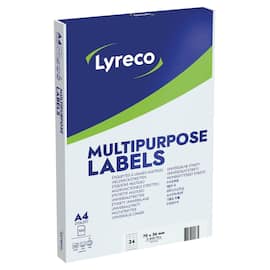 Lyreco Mehrzweck-Etiketten, 70x36mm, permanent, weiß, 2400 Stück pro Packung Artikelbild