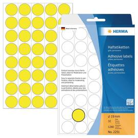 Herma Markierungspunkte, rund, gelb, 19mm, 1280 Stück Artikelbild