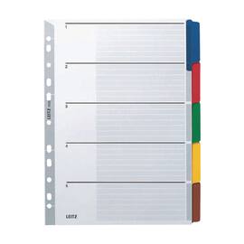 Leitz Register, blanko, Karton, 160 g/m², blanko, A4, volle Höhe, 5 Blatt, 5farbige Taben, 1 Packung Artikelbild