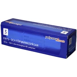Polynova Fryspåsar på rulle, högdensitetspolyeten, 100 % återvinningsbara, 3 l, genomskinliga produktfoto