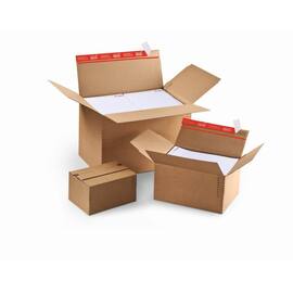 ColomPac Blitzbodenkarton mit Haftklebeverschluss und Aufreißfaden, 305x228x70-160mm (A4), Braun, 10 Stück pro Packung, 5 Packungen Artikelbild