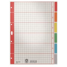 Leitz Ordnerregister A4, kariert, 6 Blatt, Karton, weiss mit farbigen Taben Artikelbild