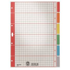 Leitz Ordnerregister A4, kariert, 6 Blatt, Karton, weiss mit farbigen Taben Artikelbild