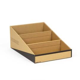 Pressel Lagersichtbox mit Fächerunterteilung, Kleinteilebox, 3 Fächer, 443x305x176mm, braun/schwarz, 10 Stück Artikelbild