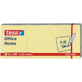tesa® Haftnotizblock, Klebenotizen, gelb, 100 Blatt pro Block, 50x40mm, 3 Blöcke pro Packung, 1 Packung Artikelbild