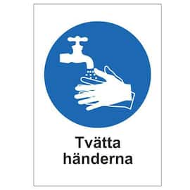 Skylt Tvätta Händerna A4 Plast produktfoto