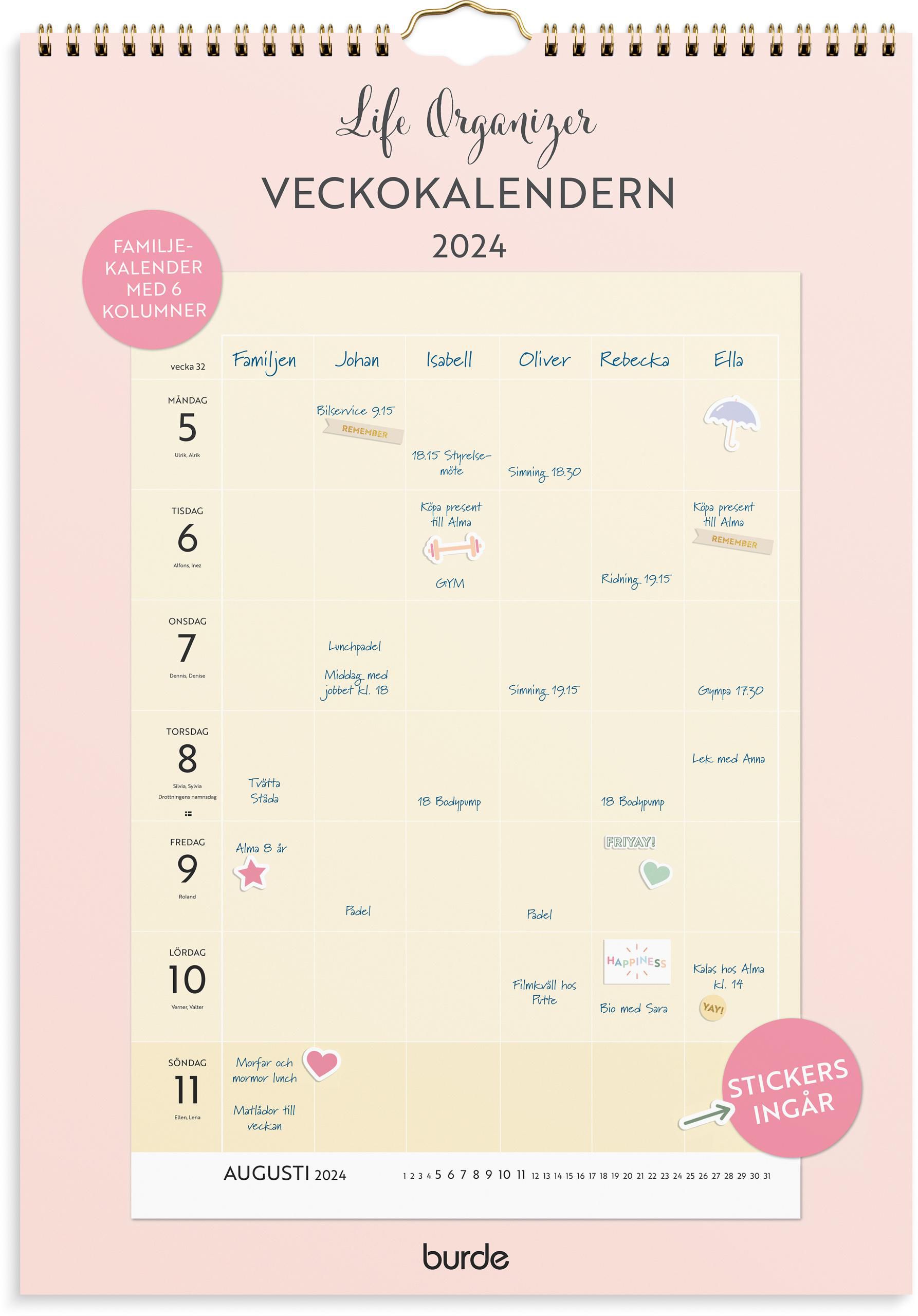 Burde Väggkalender Life Organizer Vecka - 1789 produktfoto