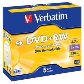 Verbatim Blank DVD+RW, omskrivbar, 4,7 GB/120 min, 4x hastighet produktfoto