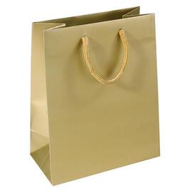 Papiertragetasche Roma mit Textilkordeln, Geschenktasche, 185x105x230mm, matt laminiert, gold, 10 Stück Artikelbild