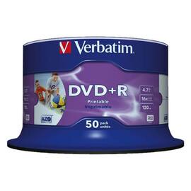 Verbatim DVD+R Rohling, 16x, 4,7GB, 50er Spindel, bedruckbar Artikelbild
