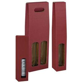 Flaschentragekarton Bassano für 1 Flasche Piccolo mit Sichtfenster, 60x60x255mm, bordeaux, 25 Stück Artikelbild