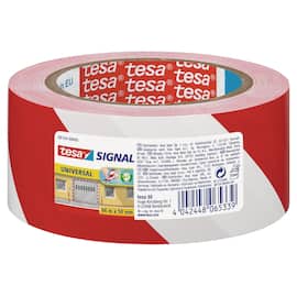 tesa® Markierungsklebeband, Warnband Signal UNIVERSAL, PP, 50mmx66m, selbstklebend, rot/weiß, 1 Stück Artikelbild
