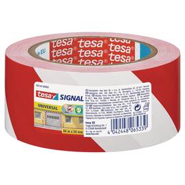 tesa® Markierungsklebeband, Warnband Signal UNIVERSAL, PP, 50mmx66m, selbstklebend, rot/weiss, 1 Stück Artikelbild