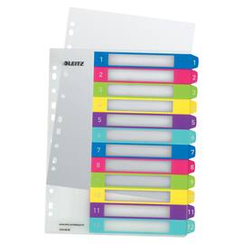 Leitz Register WOW, PP, 1 - 12, Universallochung, A4, 12 Blatt, weiss/farbige Taben Artikelbild