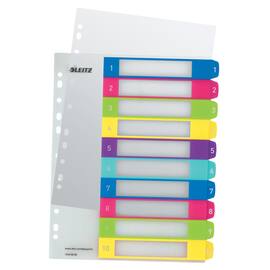 Leitz Register WOW, PP, 1 - 10, Universallochung, A4, 10 Blatt, weiß/farbige Taben Artikelbild