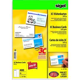 sigel Visitenkarten, PC-beschreibbar, hochweiß, 85x55mm, 225g, 400 Stück Artikelbild