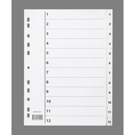 Register A4 PP 1-12 m/indeksark hvit produktbilde