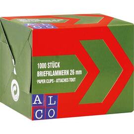 ALCO Büroklammern 26mm, Büroklammer, Metall, verzinkt, 1000 Stück Artikelbild