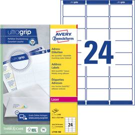 Etikett AVERY laser 63,5x33,9mm (2400) produktbilde