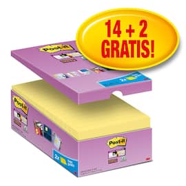 Post-it® Haftnotizen Super Sticky SPAR-PACK: 14 + 2 GRATIS, Klebenotizen, 127 x 76 mm, gelb, 90 Blatt pro Block Artikelbild