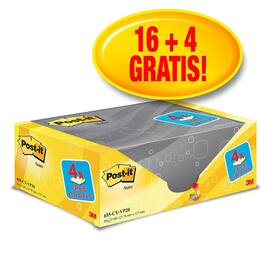 Post-it® Haftnotizen SPAR-PACK: 16 + 4 GRATIS, Klebenotizen, pastellgelb, 76 x 127 mm, 20 Blöcke x 100 Blatt Artikelbild