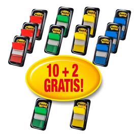 Post-it® Index-Haftstreifen Spar-Pack, 4-farbig, sortiert, 25,4 x 43,2 mm, 10+2 GRATIS Artikelbild