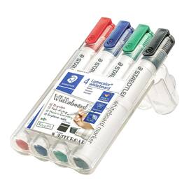 STAEDTLER Lumocolor Tafelschreiber, 2,5 mm, Keilspitze, nachfüllbar, farblich sortiert, 4er-Set, 1 Packung Artikelbild