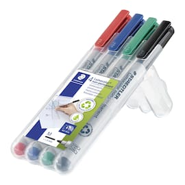 STAEDTLER Lumocolor Universalpenna Lumocolor® 315 icke-permanent, mediumspets, 1 mm linjebredd, olika färger, 4-pack produktfoto