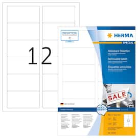 Herma Etiketten wiederablösbar, removeable, A4, weiß, 88,9x46,6mm, 1200 Stück Artikelbild
