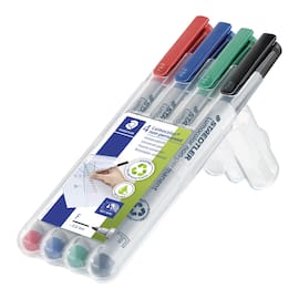STAEDTLER Lumocolor Universalpenna Lumocolor® 316 icke-permanent, tunn spets, 0,6 mm linjebredd, olika färger, 4-pack produktfoto
