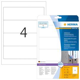 Herma Ordneretiketten, Rückenschilder für Ordner, breit/kurz, selbstklebend, 61x192mm, weiß, 100 Stück Artikelbild