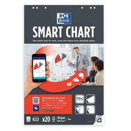 Oxford Blädderblock SmartChart, tomt, 20 ark, 90 g/m², 6 hål, 650 x 980 mm, vitt produktfoto