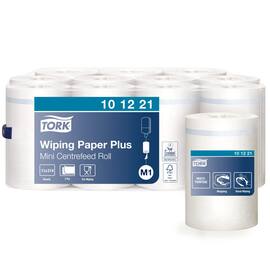 Tork Torkrulle Mini M1, 2-lagers, 214 papper, präglade, återvunna, 215 mm, vita produktfoto