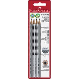 Faber-Castell Grafitpenna, Grip 2001, 2B-, B-, H-, HB-stift, triangelformad pennkropp med grepp, silver produktfoto
