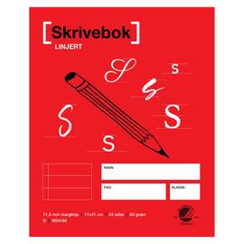 Skrivebok 17x21 80g 24bl 11,5mm lin m.li produktbilde