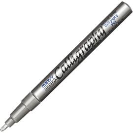 Marvy Kalligrafipenna, fiberspets, mediumspets, pennkropp i silver, bläck i metallicsilver produktfoto