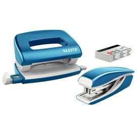 Leitz Sparpack: WOW Heftgerät + WOW Locher, mini, blau metallic Artikelbild
